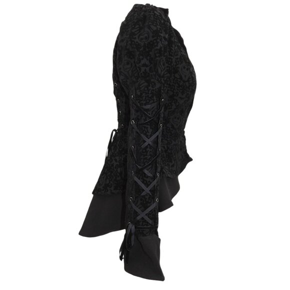 Nightmare Before Christmas Burnout Velvet Lace-Up Blazer Whimsigoth Gothcore S - Picture 3 of 11
